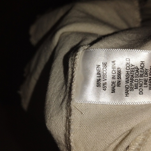 Joie Cream Wide Leg Cropped Pull On Elastic Waist Linen Blend Pants Lagenlook L - Picture 5 of 7